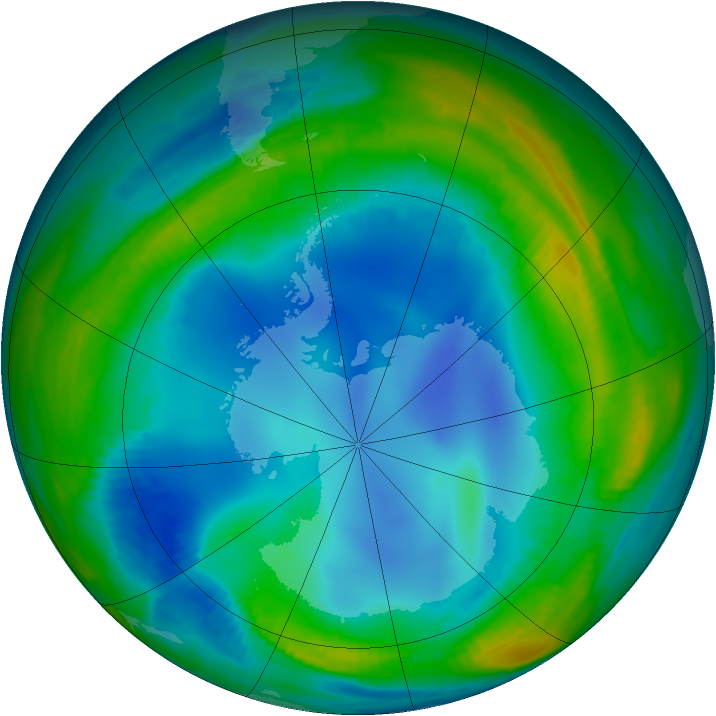 Antarctic ozone map for 24 July 1999